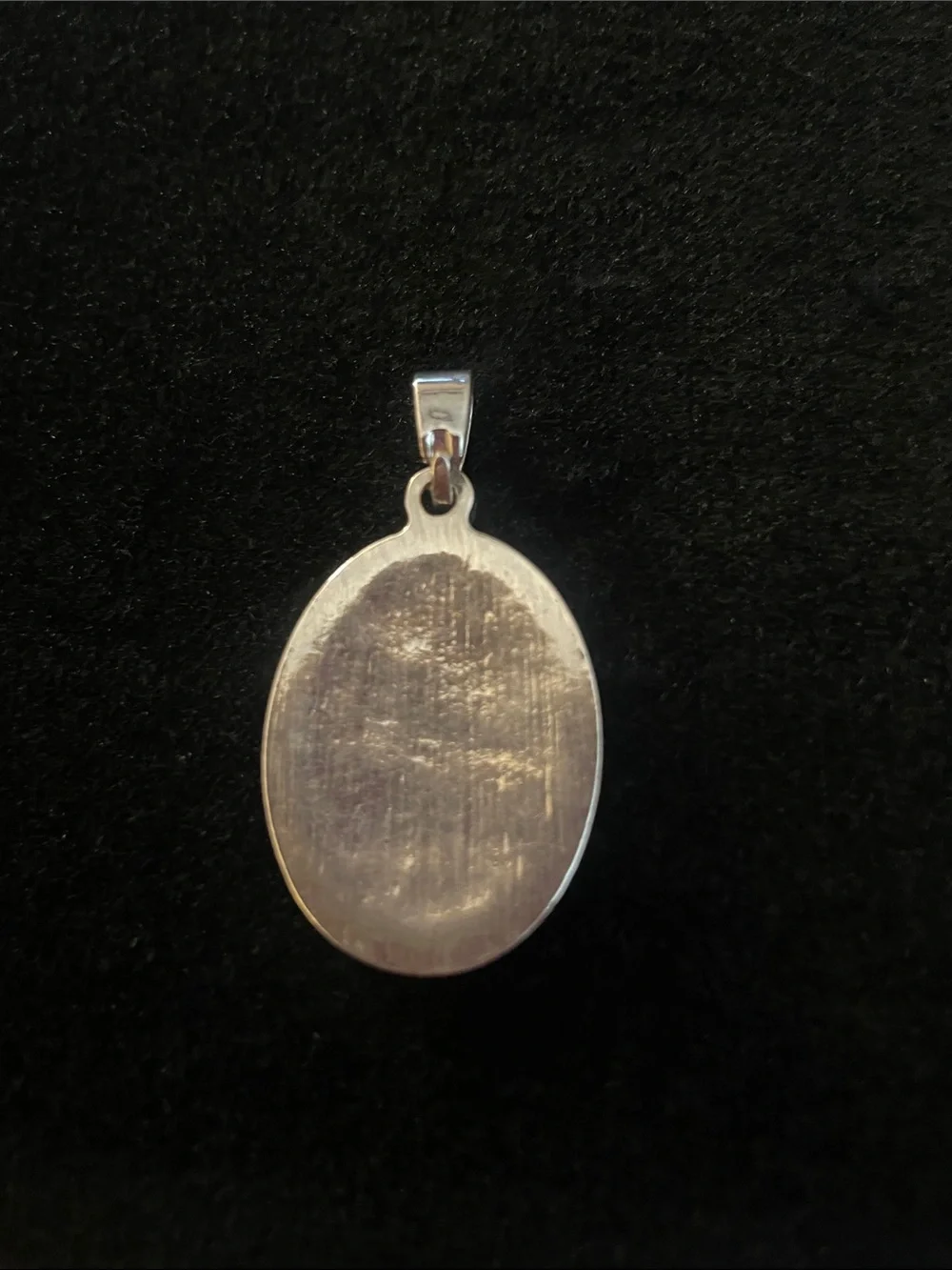VINTAGE silver-tone oval Our Lady of Guadalupe pendant features a pavé crystal!